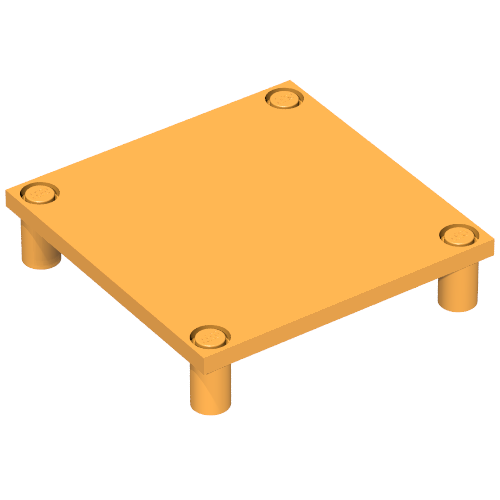 Lego Scala, Table 7 x 7 x 1 1/3 / Medium Orange