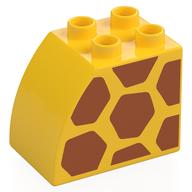 Lego Duplo Brick 2 x 3 x 2 with Curved Top with Giraffe Spots Print