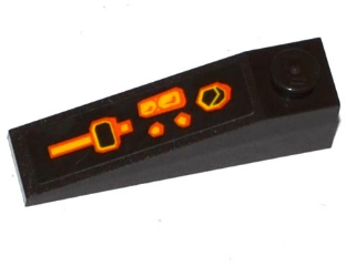 Lego Slope 18 4 x 1 with Lever and Rock Buttons Pattern Model Left Side (Sticker) - Set 70314 / Dark Brown