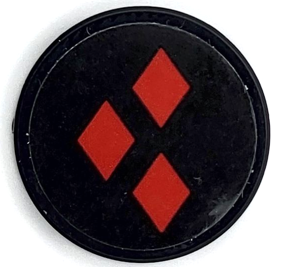 Lego Tile, Round 2 x 2 with Bottom Stud Holder with 3 Red Diamonds Pattern (Sticker) - Set 41236