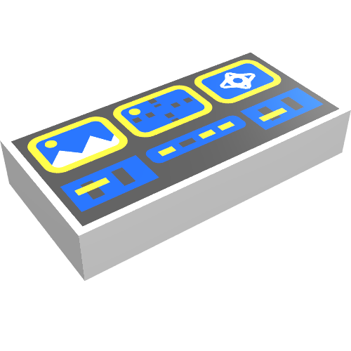 Lego Tile 1 x 2 with Blue and Yellow Control Panel Print
