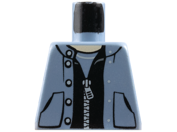 Lego Torso Spider-Man Pocketed Snap Vest over Black Zippered Jacket Pattern / Sand Blue