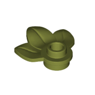 Lego Plant, Plate 1 x 1 Round with 3 Leaves / Olive Green