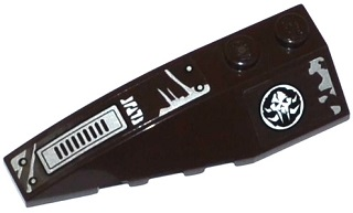 Lego Wedge 6 x 2 Left with Alien Skull in Black Circle, Vents, Rivets and Frost Pattern (Stickers) - Set 70145