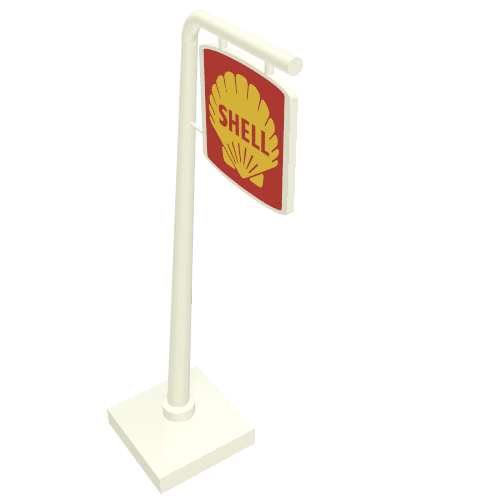 Lego Road Sign Cantilever Curved with 'SHELL' Print