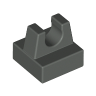 Lego Tile Special 1 x 1 with Clip and Straight Tips / Dark Gray
