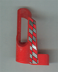 Lego Technic, Panel Fairing # 5 Small Short, Large Hole, Side A with Silver Checkered Pattern (Sticker) - Set 8242 / Red