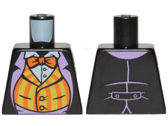 Lego Torso Batman Suit with Orange Vest and Orange Bow Tie Pattern / Black