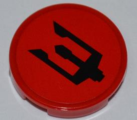 Lego Tile, Round 2 x 2 with Black Atlantis Trident Pattern (Sticker) - Sets 7984 / 7985