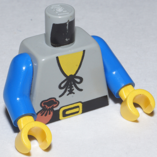Lego Torso Tunic with Tied Lace and Purse Print (Forestman), Blue Arms, Yellow Hands / Light Gray