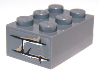 Lego Brick 2 x 3 with Bricks Pattern on End (Sticker) - Set 9473 / Dark Bluish Gray