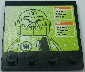 Lego Tile, Modified 4 x 4 with Studs on Edge with Agents Break Jaw Minifigure Portrait, Black and Orange Writings Pattern (Sticker) - Set 8637