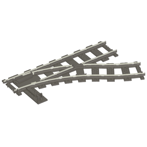 Lego Vehicle Track, Train, 9V Switch Point Right / Dark Bluish Gray