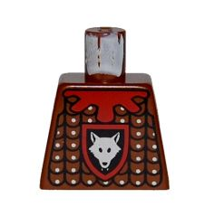 Lego Torso Castle Knights Kingdom Wolf Head, Studded Armor, Red Collar Pattern