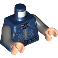 Lego Torso Vest with Silver Stars and Tree of Gondor Print, Dark Bluish Gray Arms, Light Nougat Hands / Dark Blue