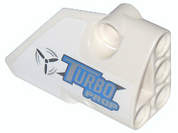 Lego Technic, Panel Fairing # 2 Small Smooth Short, Side B with Propeller and 'TURBO PROP' Pattern (Sticker) - Set 42025 / White