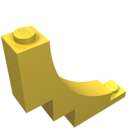 Lego Brick Curved 1 x 5 x 4 Inverted / Yellow