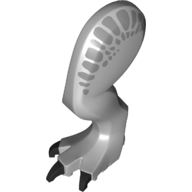 Lego Animal Body Part, Dinosaur, Indominus Rex Leg, Left, with Pin, Metallic Silver Patches and Black Claws Print / Light Bluish Gray