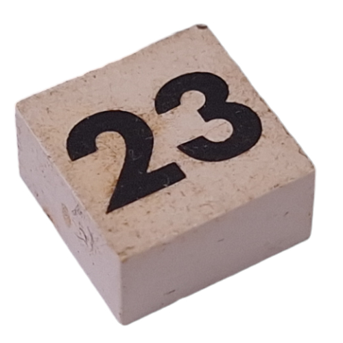 Lego Modulex Tile 2 x 2 with Small Black '23' Print, without Internal Supports