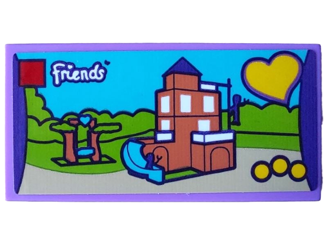Lego Tile 2 x 4 with Friends Set 41340 Friendship House Pattern (Sticker) - Set 4002022