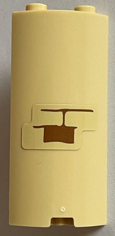 Lego Cylinder Quarter 2 x 2 x 5 with 1 x 1 Cutout with Medium Nougat Bricks and Mortar Pattern Model Left Side (Sticker) - Set 76402
