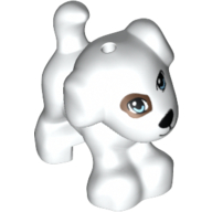 Lego Animal, Dog, Small Standing with Patch over Eye and Spots Print / White