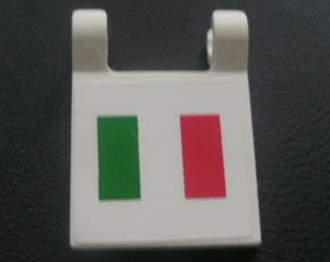 Lego Flag 2 x 2 Square with Flat Edge with Italian Flag Pattern (Sticker) - Set 8672 / White