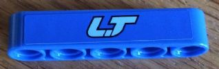 Lego Technic, Liftarm Thick 1 x 5 with Medium Blue 'LT' Pattern (Sticker) - Set 8052