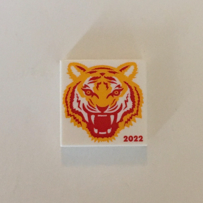Lego Tile 2 x 2 with Year of Tiger 2022 Print