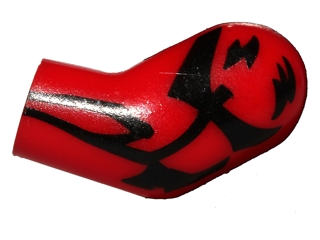 Lego Arm, Left with Black Tattoo Pattern (SW Darth Maul) / Red