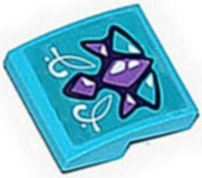 Lego Slope, Curved 2 x 2 x 2/3 with Medium Lavender and Medium Azure Geometric Dragon Scales and White Swirls Pattern (Sticker) - Set 41172 / Medium Azure