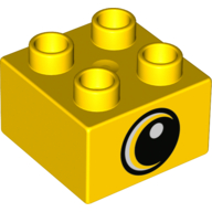 Lego Duplo Brick 2 x 2 with Eye Looking Right with White Pupil Print