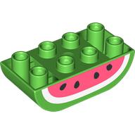 Lego Duplo Brick 2 x 4 Curved Bottom with Watermelon Print