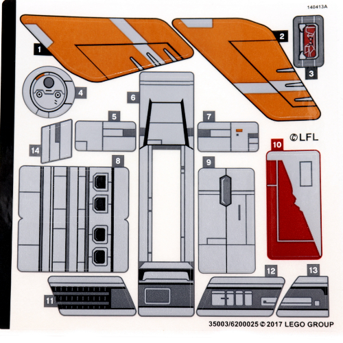 Lego Sticker Sheet for Set 75176-1