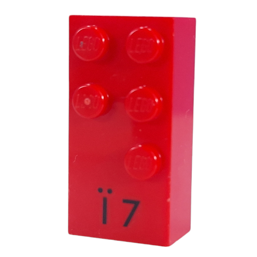 Lego Braille Brick 2 x 4 with 5 Studs ⠻ and 'Ï 7' Print
