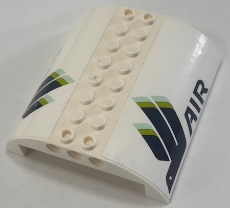 Lego Slope, Curved 8 x 8 x 2 Double with Dark Blue 'AIR' and Bird Logo with Lime and Light Aqua Highlights Pattern on Both Sides (Stickers) - Set 60367