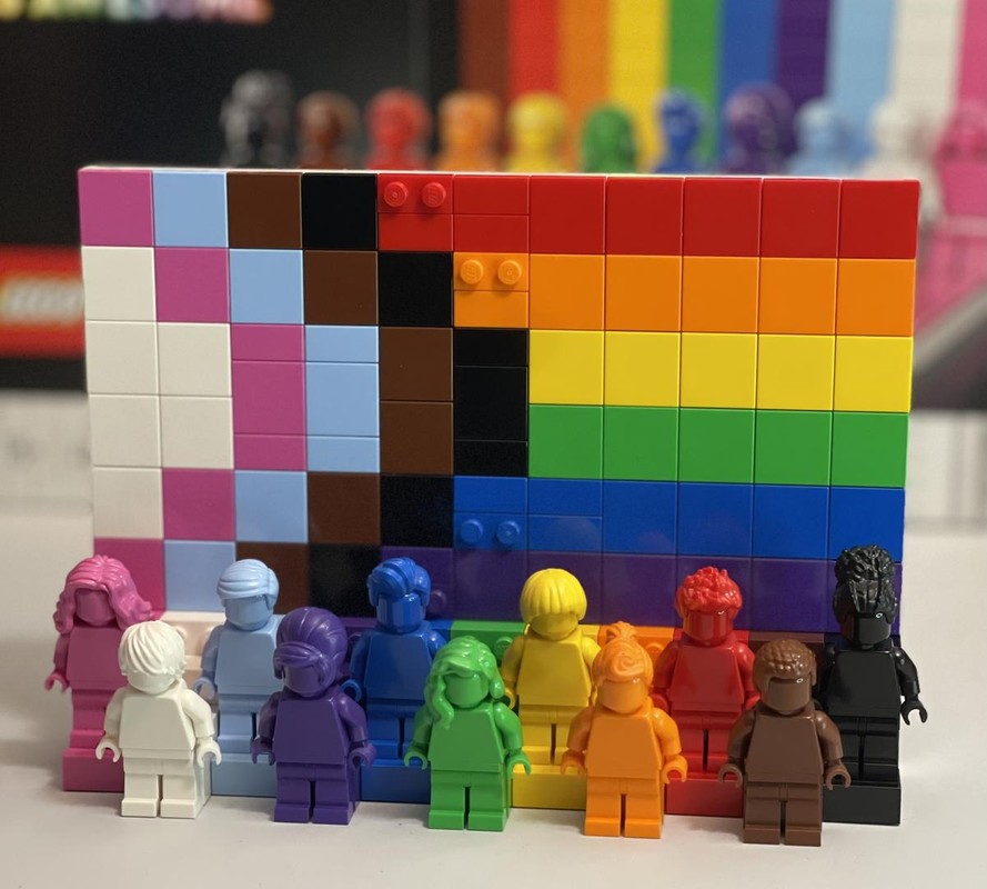 Lego Everyone Is Awesome Pride Flag - Minifigure Display