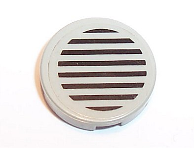 Lego Tile, Round 2 x 2 with Black Stripes on Light Gray Background Pattern (Sticker) - Set 5542 / Light Gray