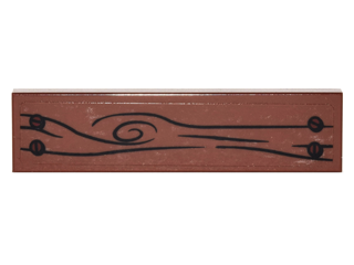 Lego Tile 1 x 4 with Wood Grain and 4 Nails Pattern (Sticker) - Set 4840 / Reddish Brown