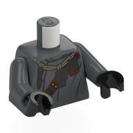 Lego Torso, Jawa Cloak, Tan Necklace, Dark Brown Strap over Left Shoulder Print Dark Bluish Gray Arms, Black Hands