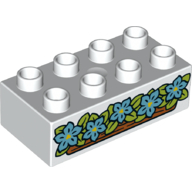 Lego Duplo Brick 2 x 4 with Medium Azure Flowers, Leaves Print