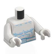 Lego Torso Bare Chest, Medium Blue Ice Patches, Muscles, Belt Print, White Arms and Hands / White