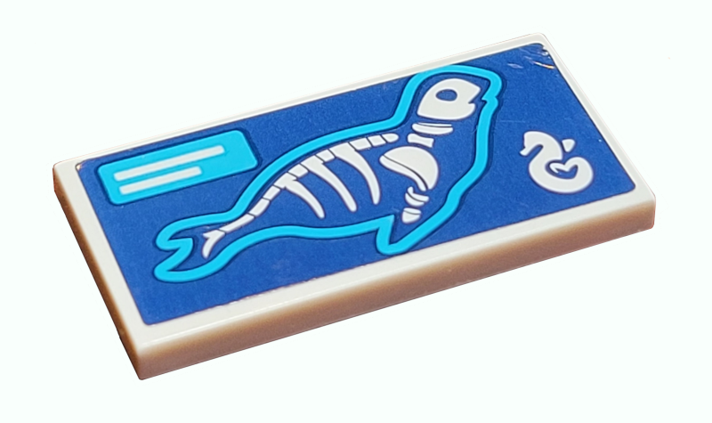 Lego Tile 2 x 4 with Seal X-Ray and Heartlake Rescue Logo Pattern (Sticker) - Set 41380