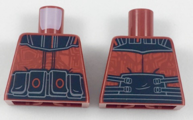 Lego Torso SW Alien Armor with Black Shoulders and Belt and Red Circuitry Pattern / Dark Red