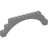 Lego Brick Arch 1 x 12 x 3 Raised Arch with 5 Cross Supports / Light Bluish Gray