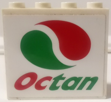 Lego Brick 1 x 4 x 3 with Octan Logo Pattern on Both Sides (Stickers) - Set 60257 / White