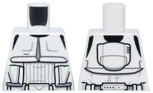 Lego Torso SW Detailed Armor Scout Trooper, Narrow Belt with Small Black Dots on Back Pattern / White