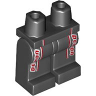 Lego Hips and Black Legs with Red/White trim 'Demon' / Black