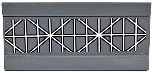 Lego Vehicle, Spoiler / Plow Blade 6 x 3 with Hinge with White Horizontal, Vertical and Diagonal Lines Radar Pattern (Sticker) - Set 60022 / Dark Bluish Gray