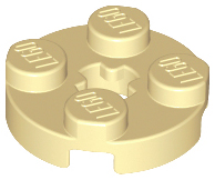 Lego Plate, Round 2 x 2 with Axle Hole / Tan